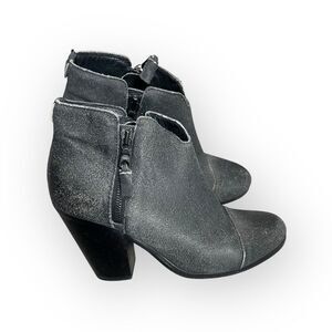 Rag & Bone Margot Booties in Distressed Black Leather Size 37.5